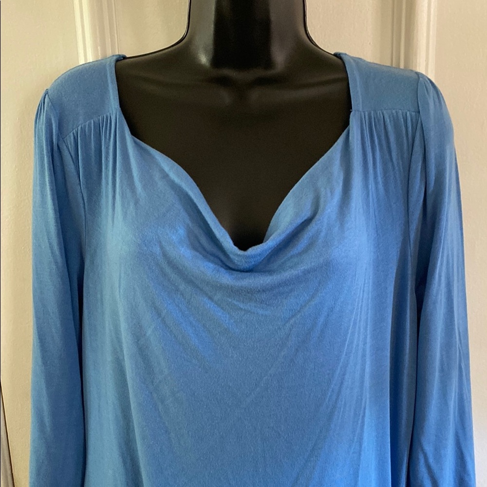 Apt. 9 Blue Draped Long Sleeve Blouse